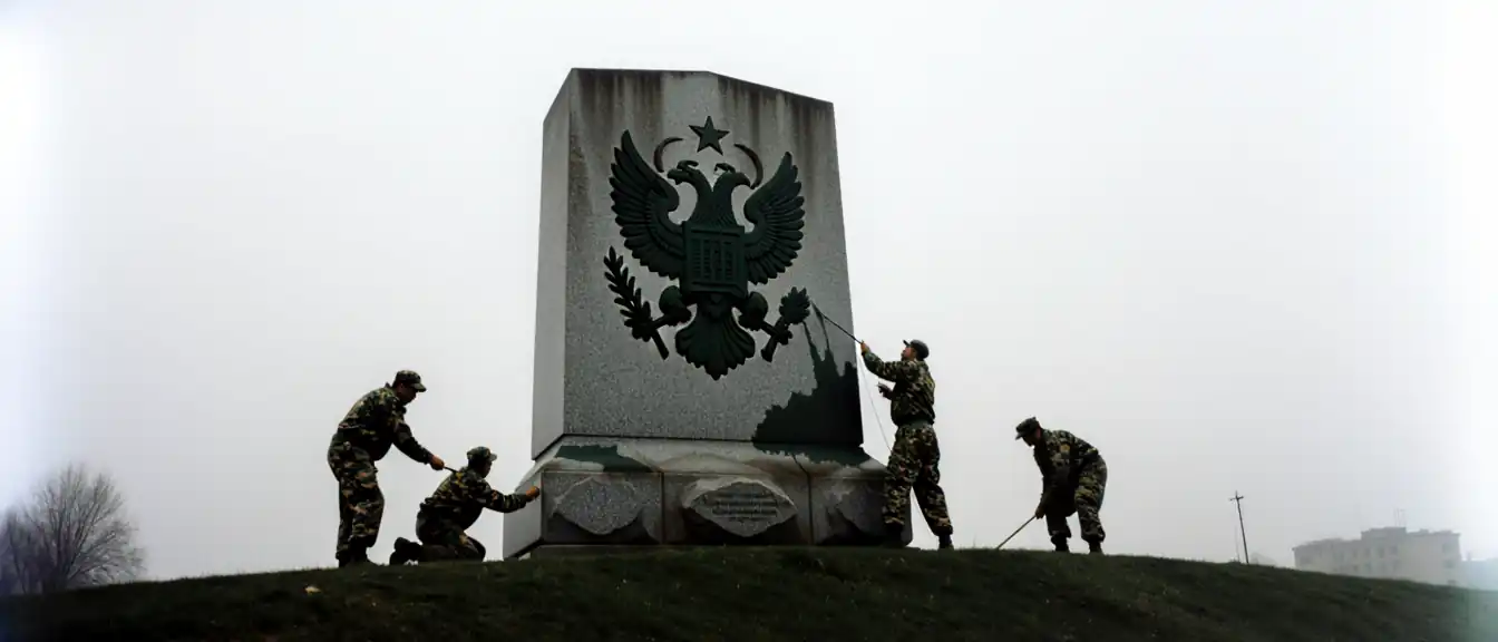 Переписывание истории: на месте мемориала советским воинам в Изюме появился символ «Азова»*